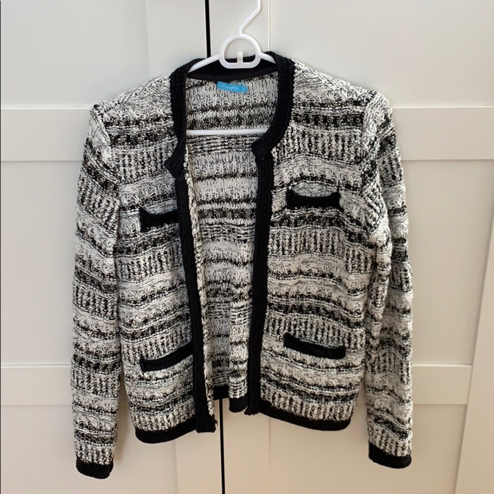 J. McLaughlin black/white cardigan, size small